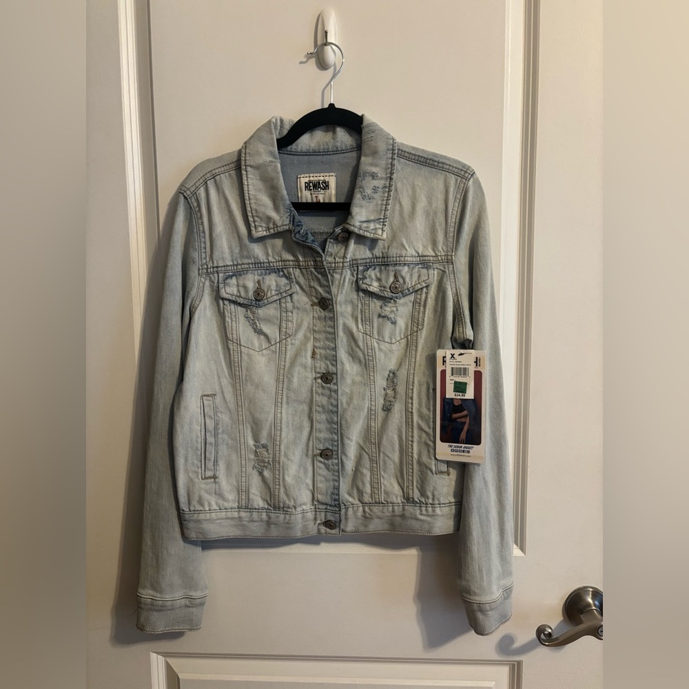 Rewash Light Wash Distressed Denim Jacket – NWT